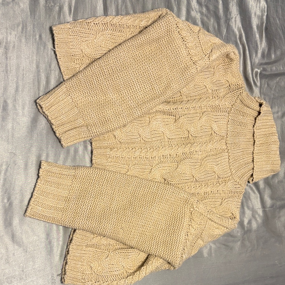 Love Tree Cable Knit Turtleneck Sweater - Cream